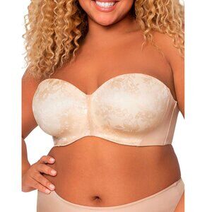 CURVY COUTURE Nude Full Figure Lace Strapless Bra